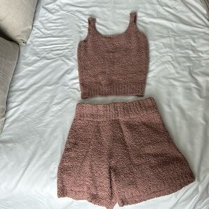 Skims Cozy Knit Tank And Shorts Set Camel S/M NWOT